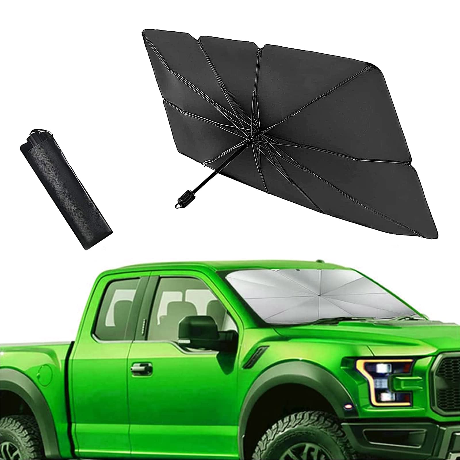 cueclue 1 PC Car Sun Shade for Windshield, Foldable Reflector Umbrella Sunshade for Cars, UV Protection Dashboard Sunshade, Universal for Vehicles Keeps Vehicle Cool (Large #55" x 31.5")