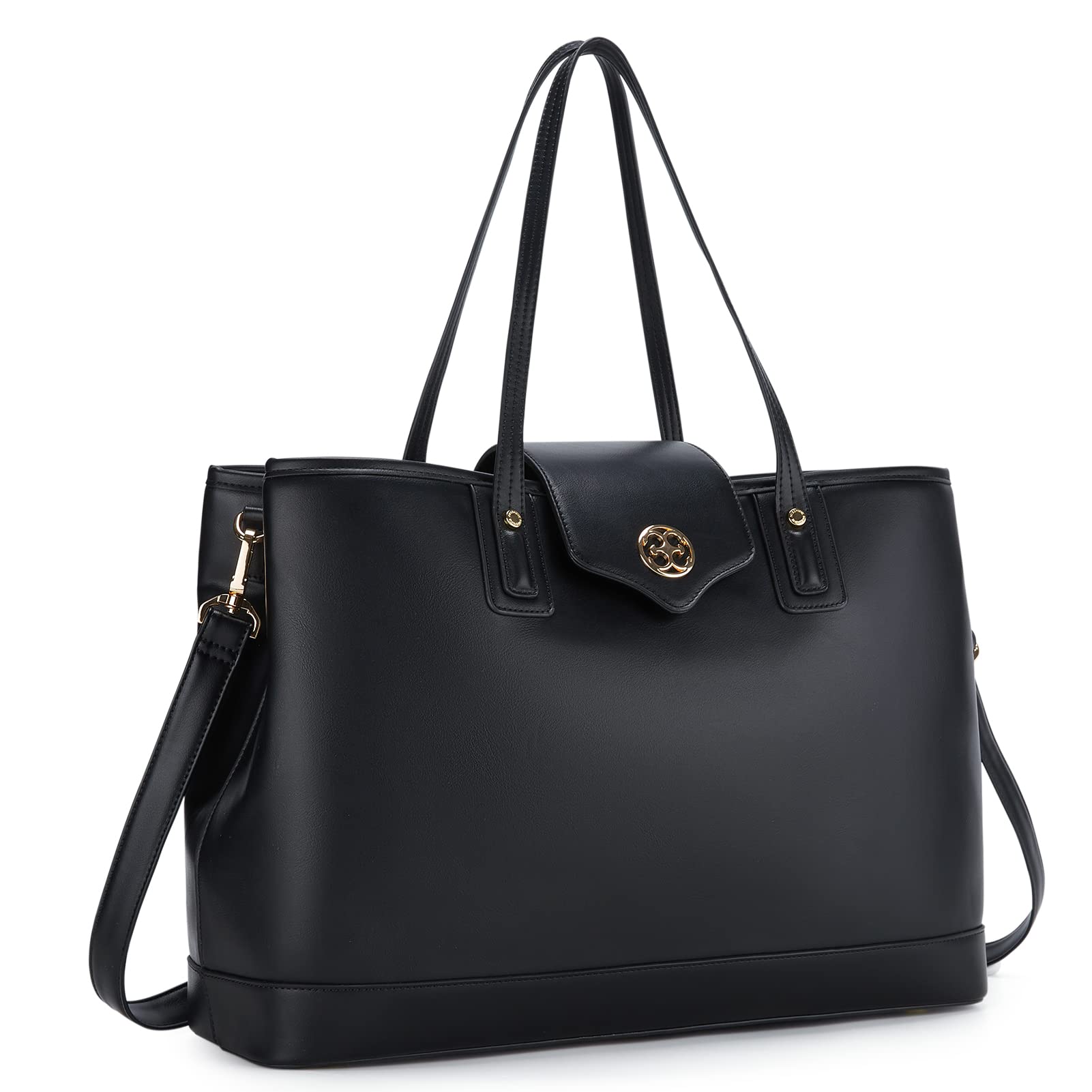 Laptop Bag for Women 15.6 inch PU Leather Tote Bag Large Capacity Shoulder Briefcase Water-resistant Work Handbag