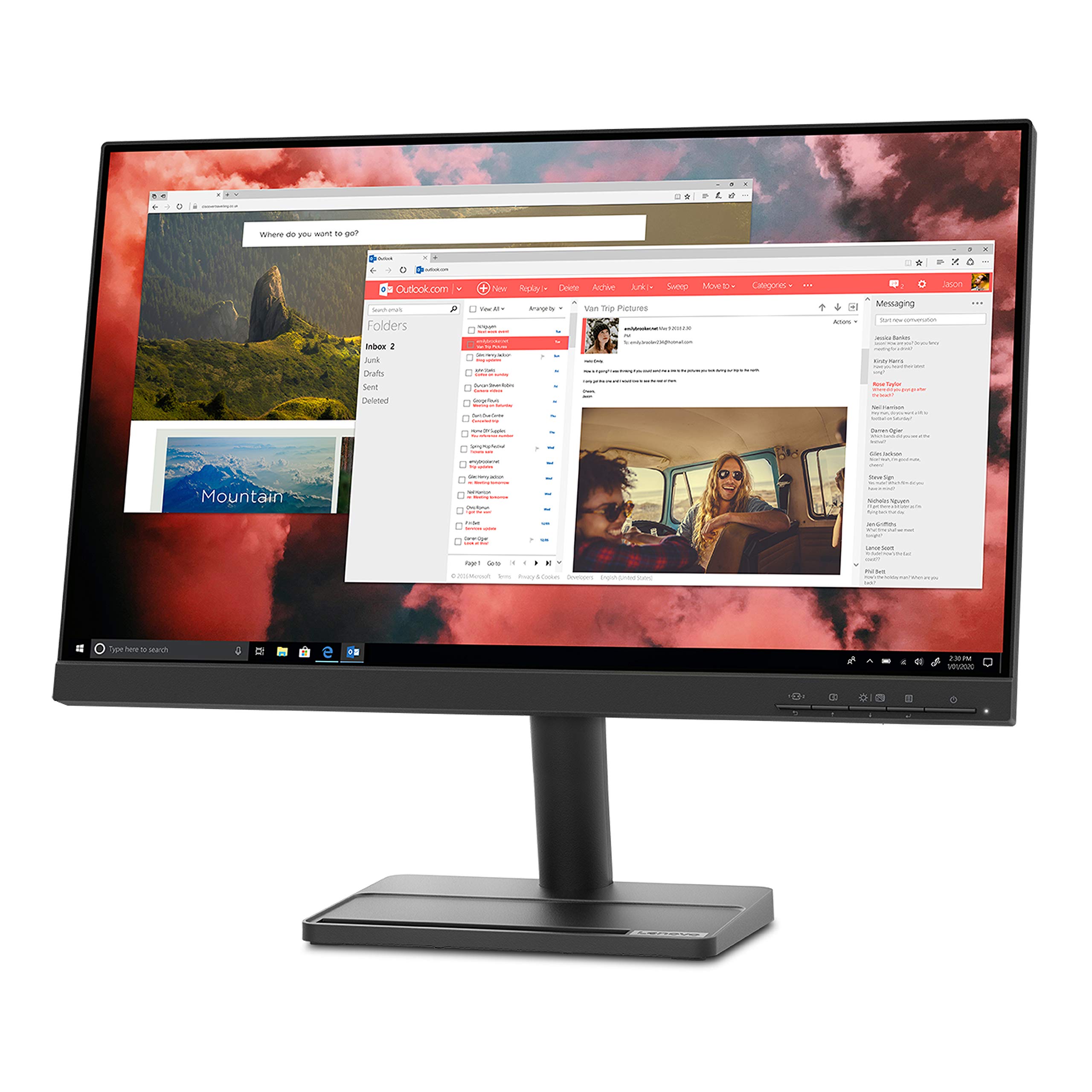 Lenovo L22e-30 21.5-inch Monitor, FHD VA Panel, FreeSync, 3-Side NearEdgeless, 75Hz, 4ms, HDMI, VGA, Anti-Glare, Flicker Free, Low Blue Light, Tilt Stand, VESA Mountable