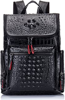 Real Leather Laptop Backpack Fashion Travel Bag Daypack for Men, Crocodile Pattern (S)