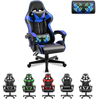          Soontrans Blue Gaming Chairs with Massage,Ergonomic Computer Gamer Chair,Game Chair with Adjustable Headrest and Lumbar Support (Storm Blue)        
