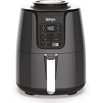 Ninja AF101 Air Fryer that Crisps, Roasts, Reheats, & Dehydrates, for Quick, Easy Meals, 4 Quart Capacity, & High Gloss Finish, Black/Grey