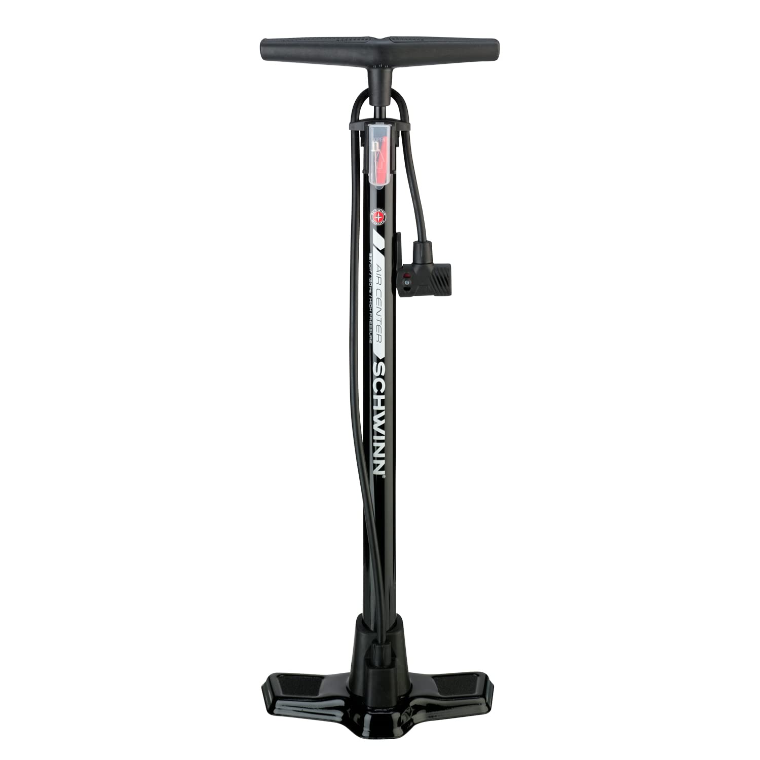 Schwinn Air Center Floor Bike Pump, Guage Fits Schrader and Presta Valve Types, Multiple Colors