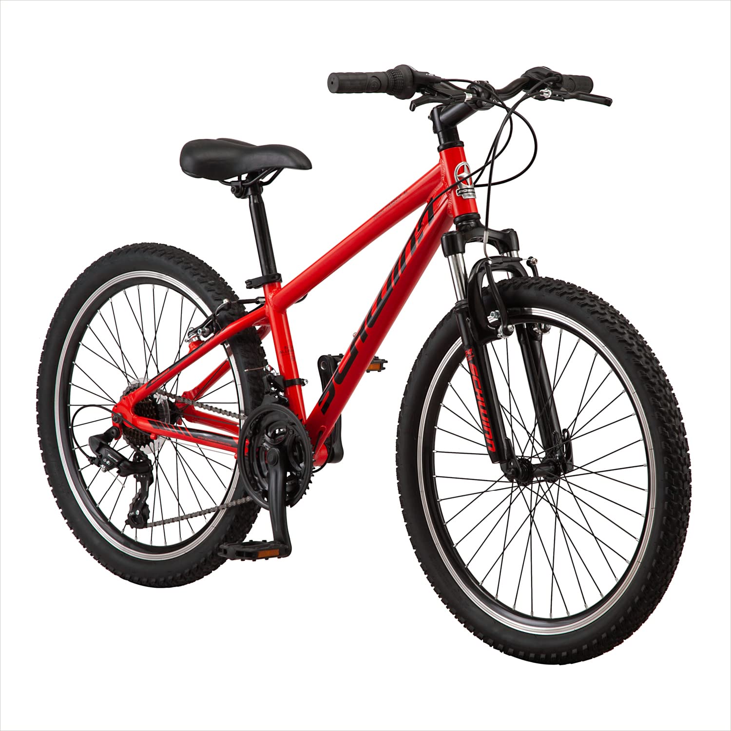 Schwinn High Timber Youth/Adult Mountain Bike, Aluminum and Steel Frame Options, 7-21 Speeds Options, 24-29-Inch Wheels, Multiple Colors