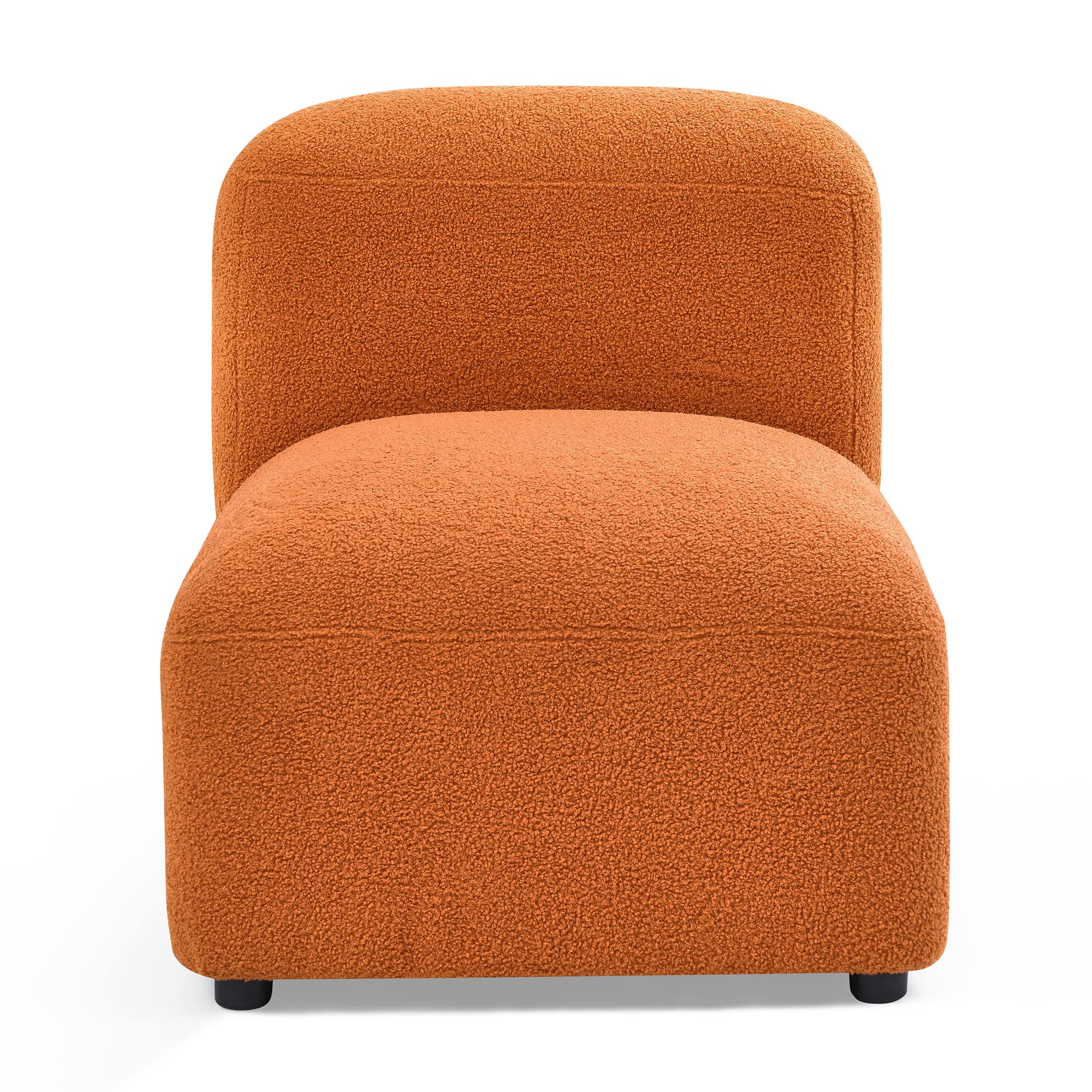 GNIXUU Armless Single Chair for Modular Sectional Sofa,Accent Chair Teddy Fabric Sofa Chair for Living Room,Apartment,Office (Chair, Orange)