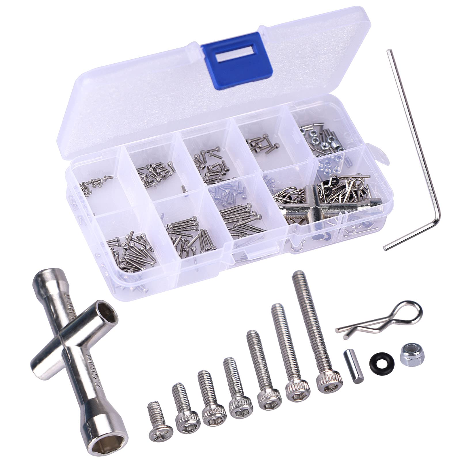 AIMROCK 247PCS RC Crawler Screw Tool Kit, M1.4 Screws Kit, RC Car Hardware Fastener for 1/24 SCX24 Deadbolt/ C10,/B-17 Betty RC Car