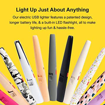          The USB Lighter Company Electric Lighter - The Motli Light with LED Flashlight & Rechargeable Battery - Long Neck, Flameless, Windproof with Electronic Arc Tesla Coil for Candles, Camping, & 