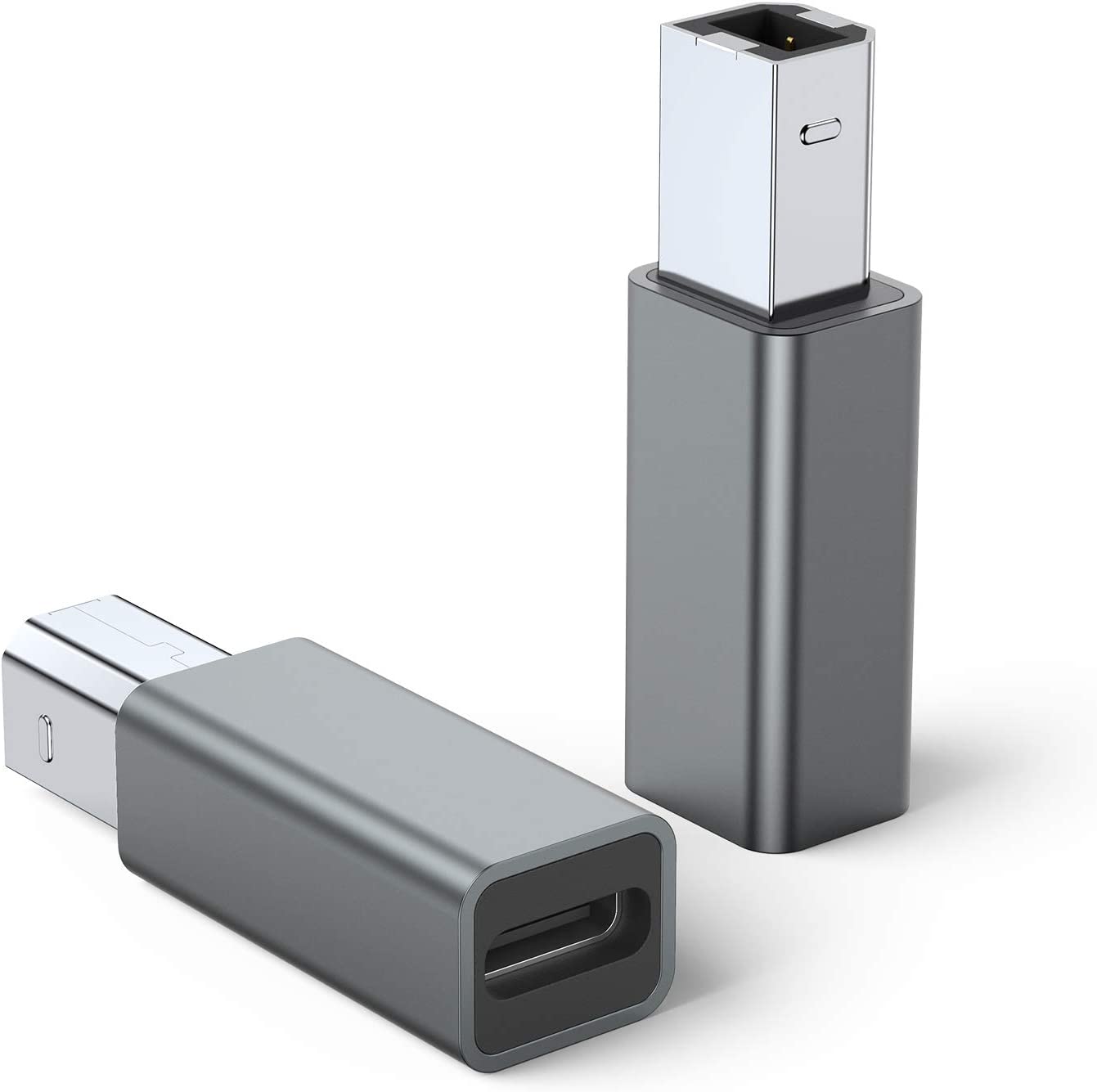         USB C Female to Printer Male Adapter ( 2-Pack), USB Type C to USB B Convert Connector Support Data Sync Compatible with Brother HP Canon Lexmark Epson Dell Xerox Samsung etc and Piano DAC (Gre