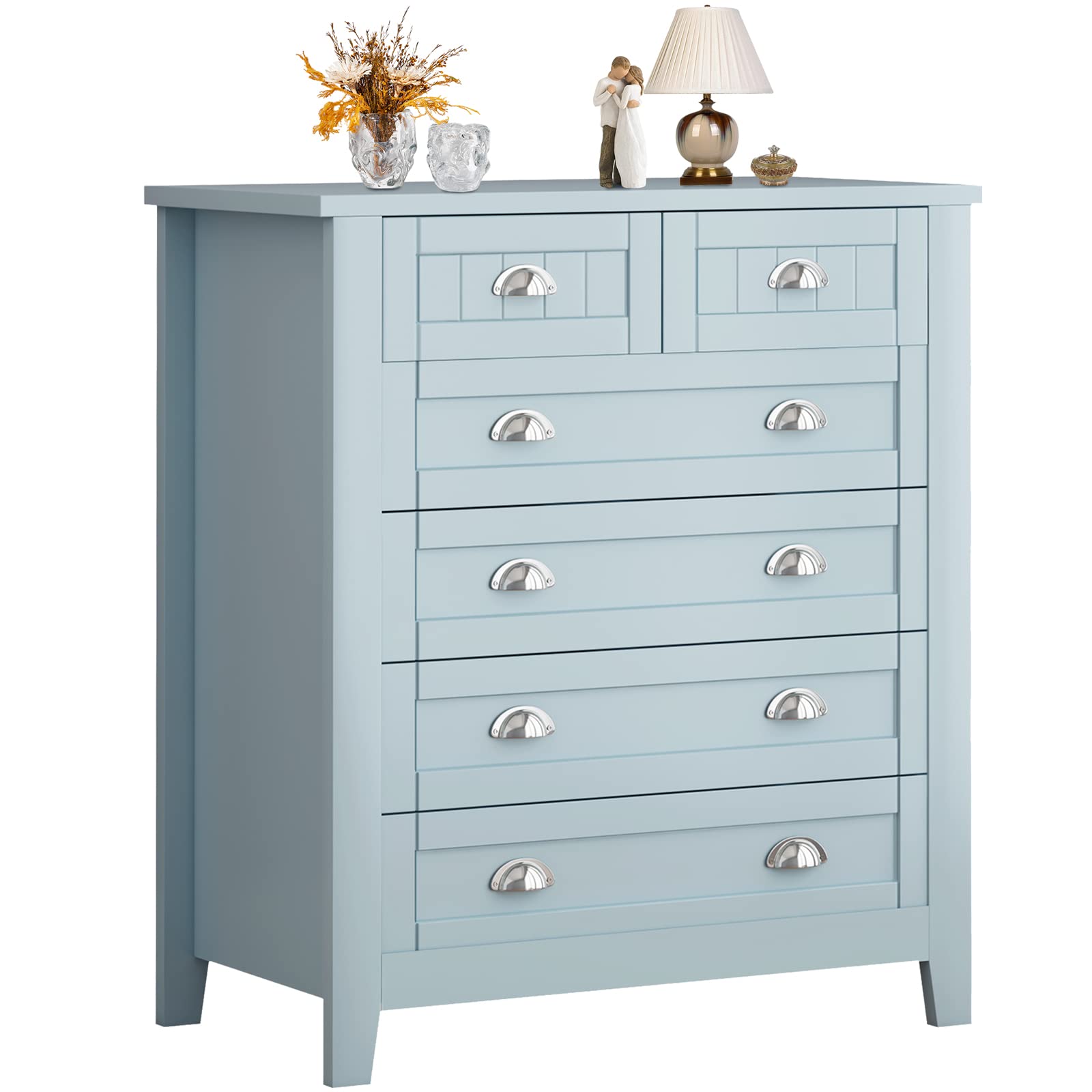 MUXJJ Wood Dresser for Bedroom with 6 Drawers, Wide Chest of Drawers, Bedroom Furniture, Clothes Storage Organizer Cabinet for Bedroom, Closet, Entryway, Nursery, Dining Room, Living Room