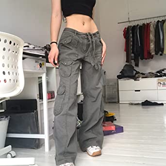          Women High Waisted Baggy Jeans Vintage Wide Straight Leg Boyfriend Denim Cargo Pants with Pockets Grunge Streetwear        