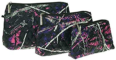 Girl Purple Pink Quilted Cosmetic Bag Exclusive 3 Piece Set