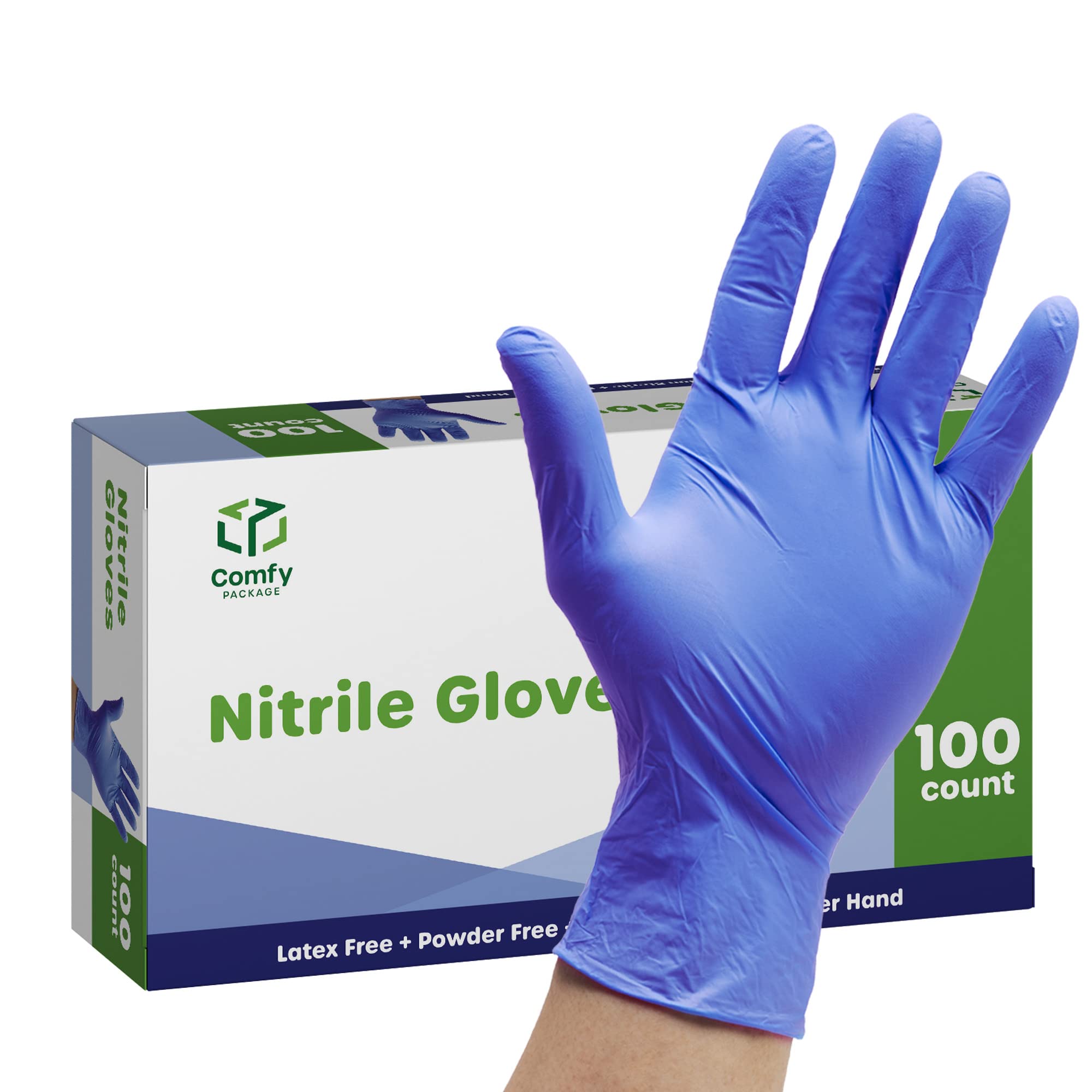 Comfy Package Nitrile Disposable Gloves - 4 mil. | Latex Free and Rubber Free | Non-Sterile Powder Free Gloves