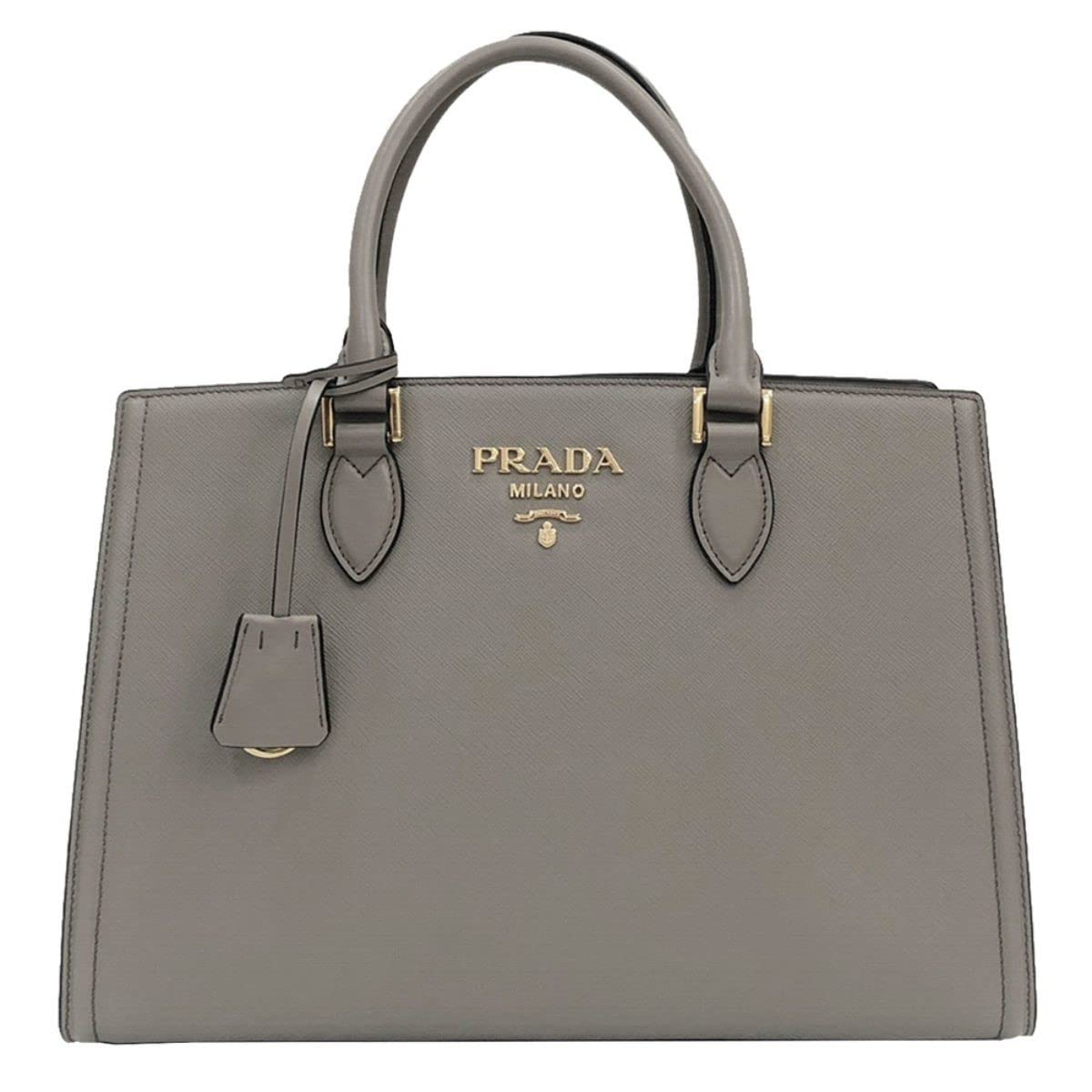 Argilla Gray Saffiano Lux Leather Large Satchel Handbag 1BA228