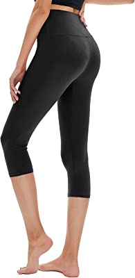 Black High Waisted Capri Leggings for Women, Buttery Soft Workout Yoga Leggings
