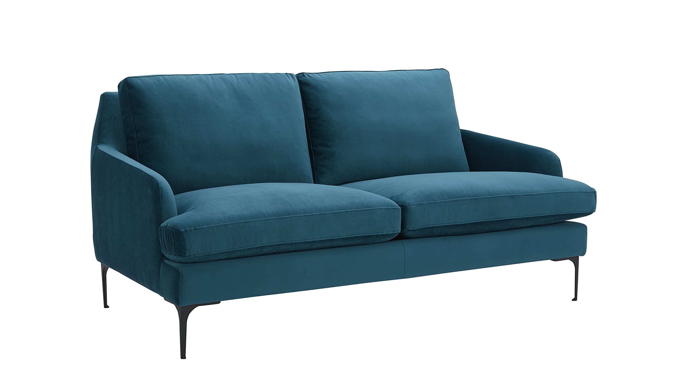 Amazon Brand – Rivet Modern Loveseat Sofa with Metal Legs, 69.3"W, Teal Velvet