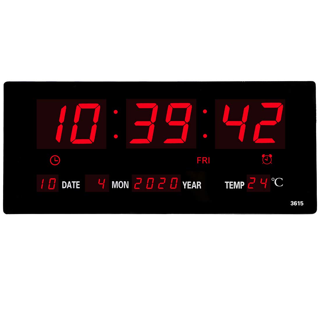 HOMSMILE 14.1 Inch Oversized LED Digital Wall Clock/Calendar Large Display with Indoor Temperature Date and Day of Week,Electric Wall Mounted Desk Clock Timer,Red