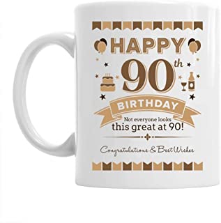 90th Birthday Gift Mug for Men Women Happy 90 Birthday Ninety Coffee Cup 11oz