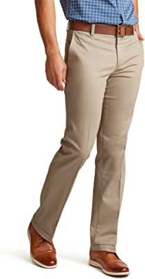 Men's Straight Fit Signature Lux Cotton Stretch Khaki Pant-Creased