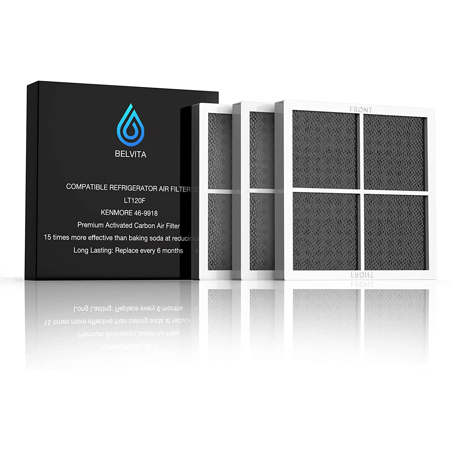 BELVITA Refrigerator Air Filter Replacement Compatible with LG LT120F ADQ73214404 ADQ73214402 469918 9918 46-9918-3 Pack, 3 Count (Pack of 1)
