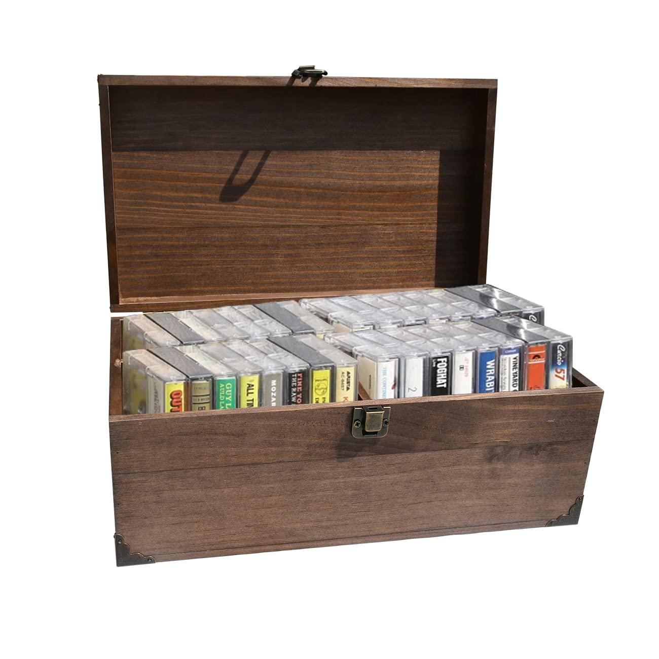 Wooden Vintage Luxury Cassette Tape Holder and Storage Box Hold 32 Cassette Tapes Appealing Piece of Durable Nostalgic Furniture for Home