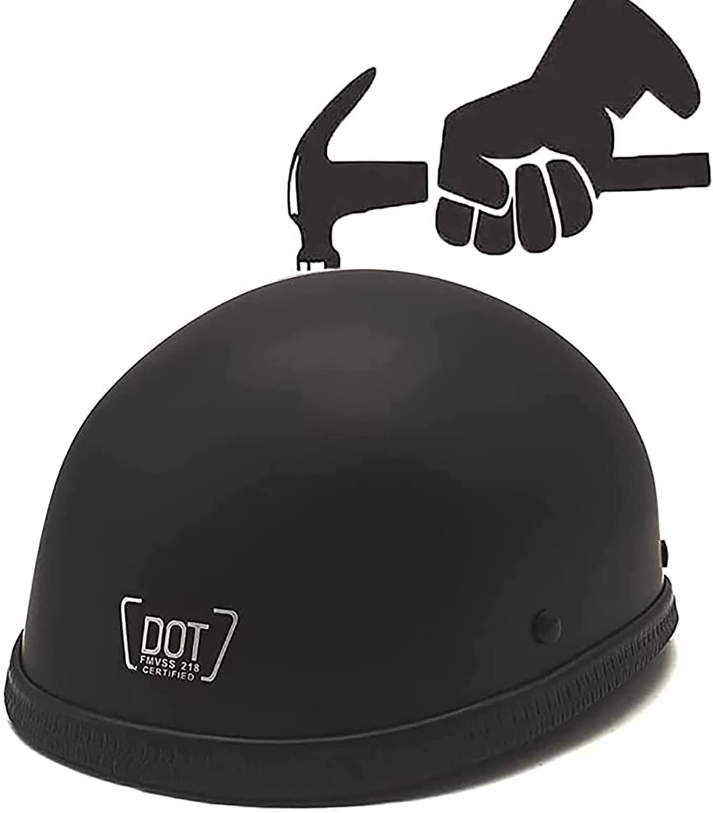 YMKJGZS Beanie Motorcycle Half Helmet, DOT Certification Adult Skull Cap Retro Open-Face Motorbike Helmet, Lightweight Cool German Style Helmet, for Men and Women Chopper Moped Scooter Vespa