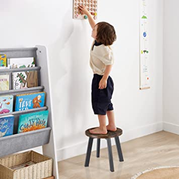          YINMIT Small Step Stool for Adults and Kids, Round Toddler Step Stool for High Bed, Step Stool Kitchen Helper with Non-Slip Feet for Bedroom, Living Room and Kitchen, Hold Up to 450 lbs (Rust