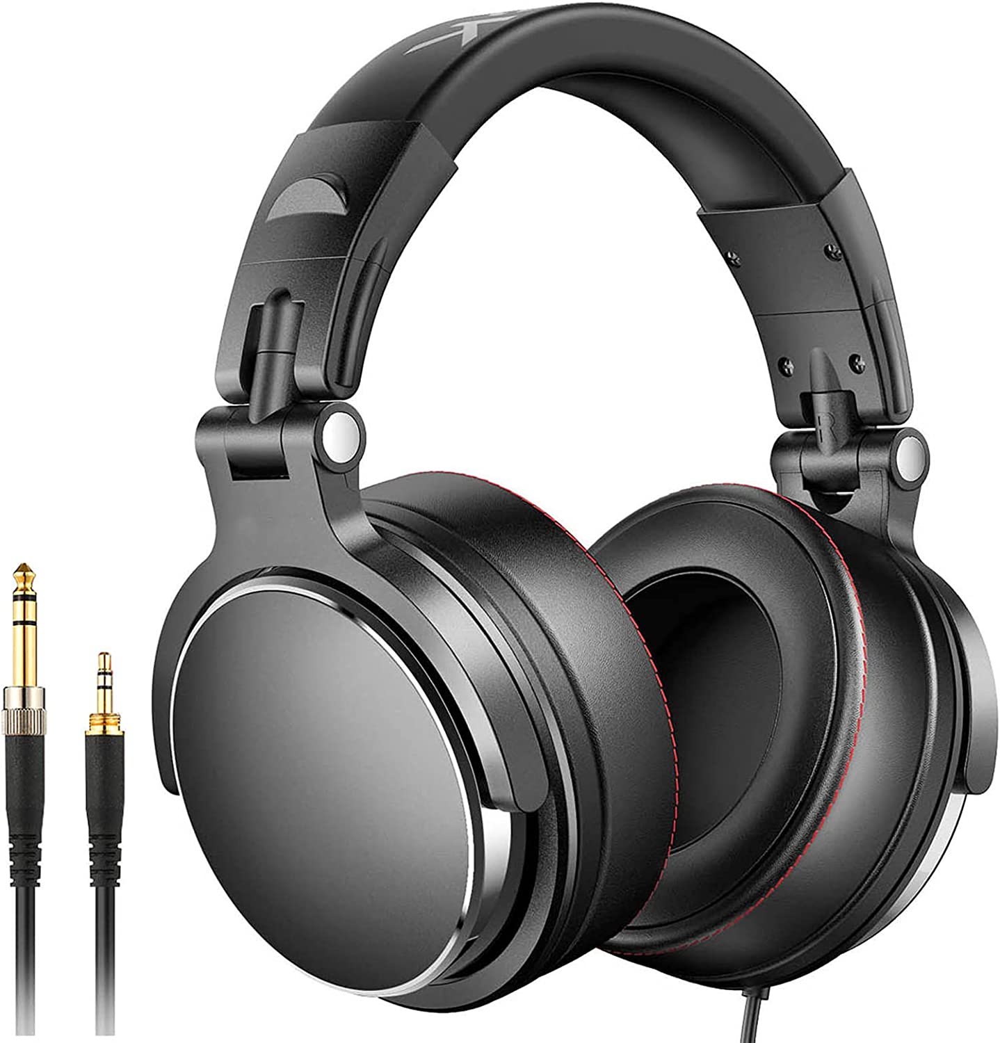         Over-Ear Headphones, Foldable Headsets with Stereo Sound, Powerful Bass Headphones with Protein Memory Foam Ear Pads, 50mm Neodymium Drivers for Electric Drum Piano Guitar AMP (Black)       