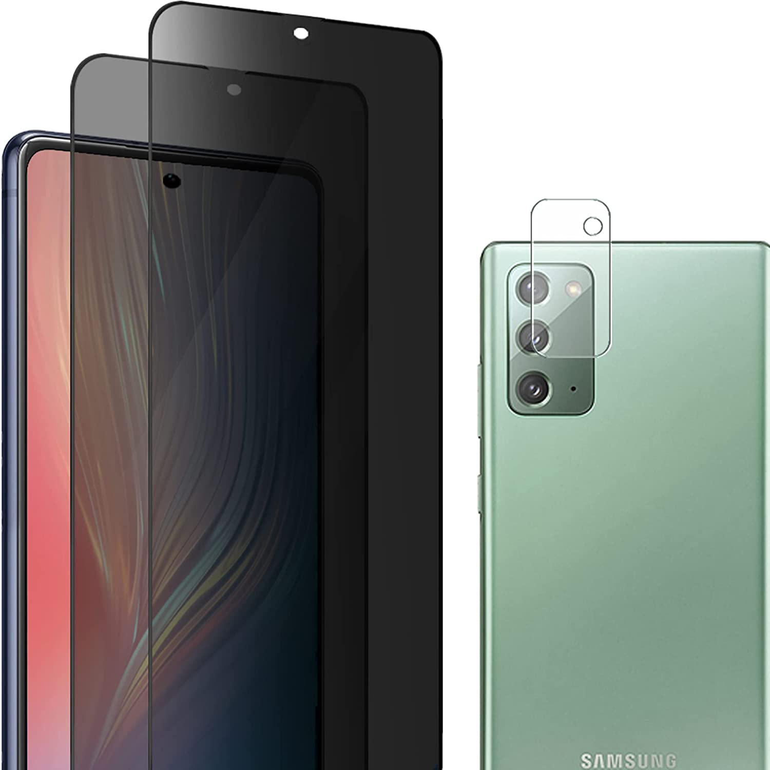         Amleute 【2+1 Pack】 Samsung Galaxy Note 20 Privacy Screen Protector,9H Tempered Glass,Anti-Spy 【Support Fingerprint Unlock】 Compatible for Note20       