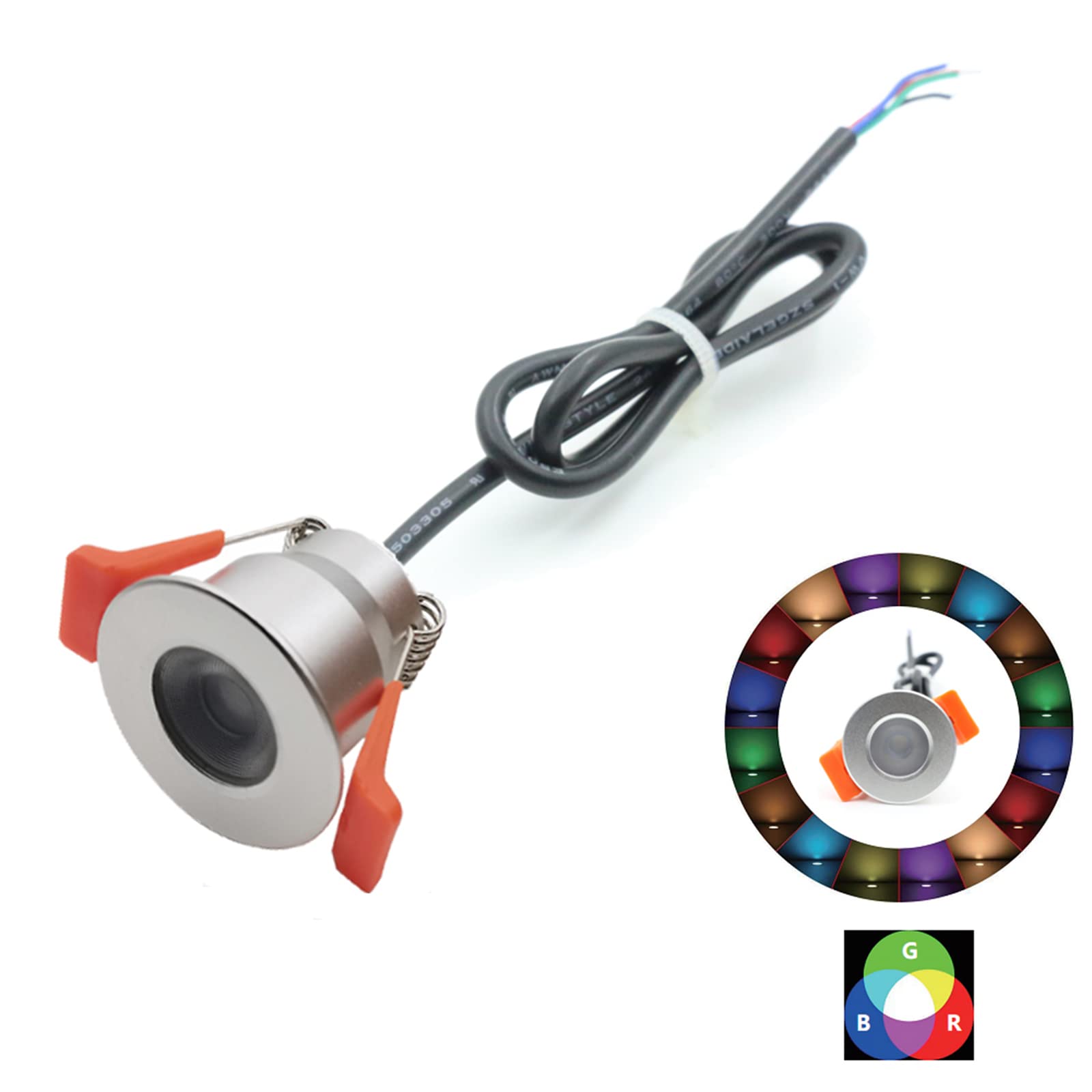 YASHIDA 2W RGB Waterproof Outdoor IP67 LED Deck Step Lights, 12VDC 2W Low Voltage Recessed RGB Deck Lamp In-ground Lighting Outdoor Yard Path Stair Landscape Decor, Fit for Alexa,Google Home