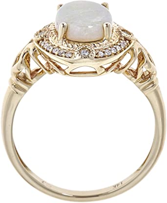          Gin & Grace 14K Yellow Gold Natural Ethiopian Opal Ring with Real Diamonds for women | Ethically, authentically & organically sourced (Oval) shaped opal hand-crafted jewelry for her | Opal Ri