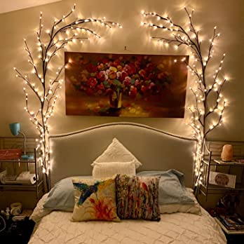          Vines for Room Decor,Christmas Decorations Indoor Home Decor Artificial Plants Flowers Tree Willow Vine Lights 144 LEDs for Walls Bedroom Living Room Decor        