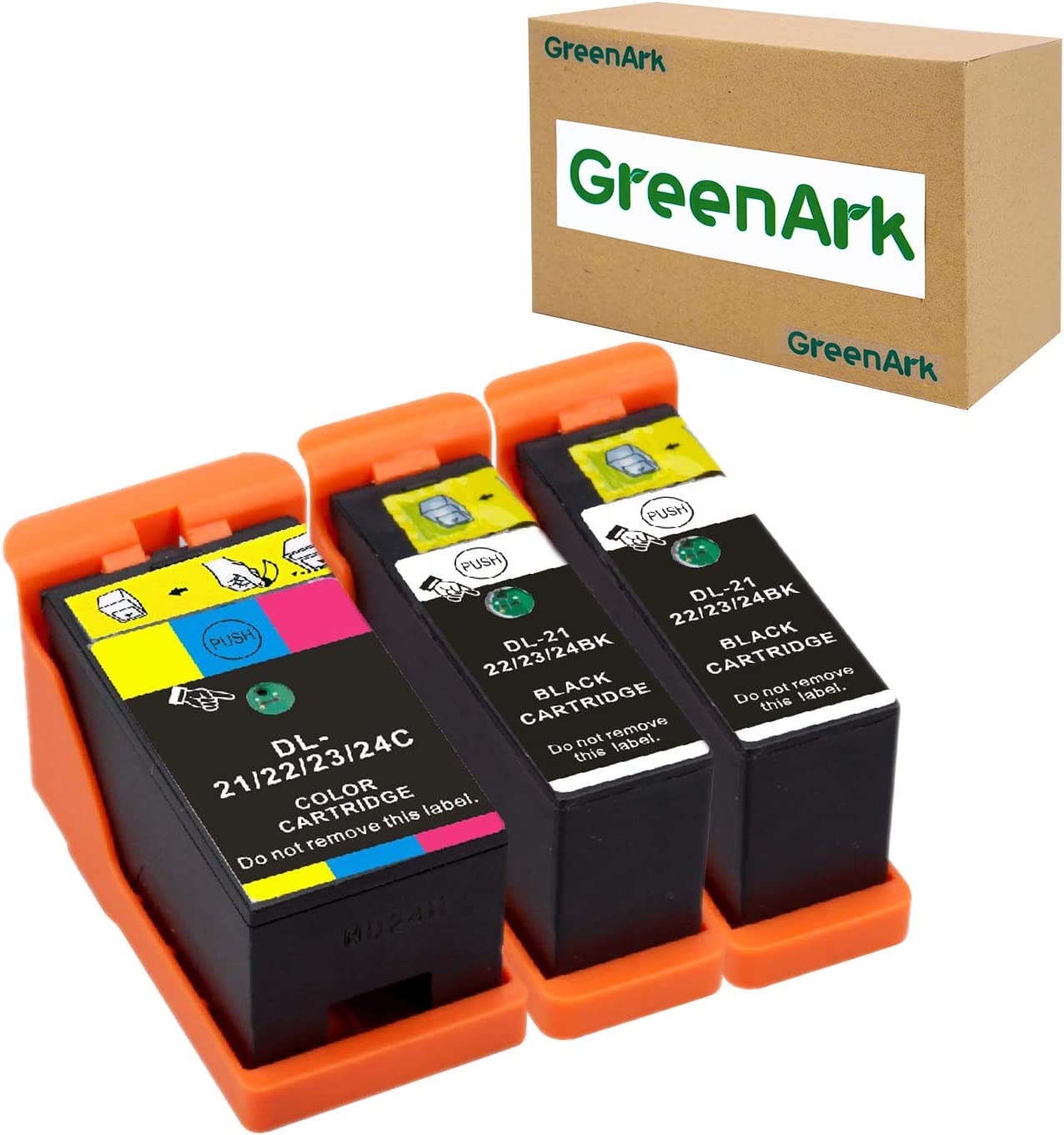         GREENARK Compatible for Dell Series 21 Ink Cartridges Use for Dell V313w V515w P513w V715w P713w Printers 3 Pack, (2 Black and 1 Color) for Dell Series 21, Series 22, Series 23, Series 24     