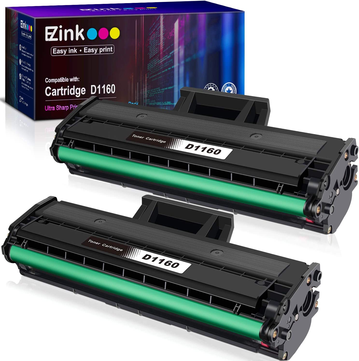         E-Z Ink (TM) Compatible Toner Cartridge Replacement for Dell YK1PM 1160 331-7335 HF44N HF442 to use with B1160 B1160w B1163w B1165nfw Mono Laser Printers (Black, 2 Pack)       