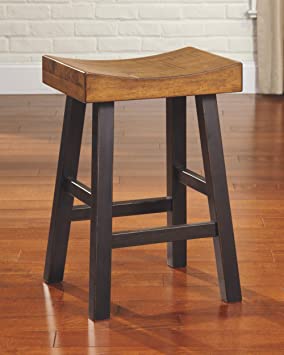          Signature Design by Ashley Glosco Farmhouse 25.5" Counter Height Saddle Barstool, 2 Count, Two-Tone Brown        
