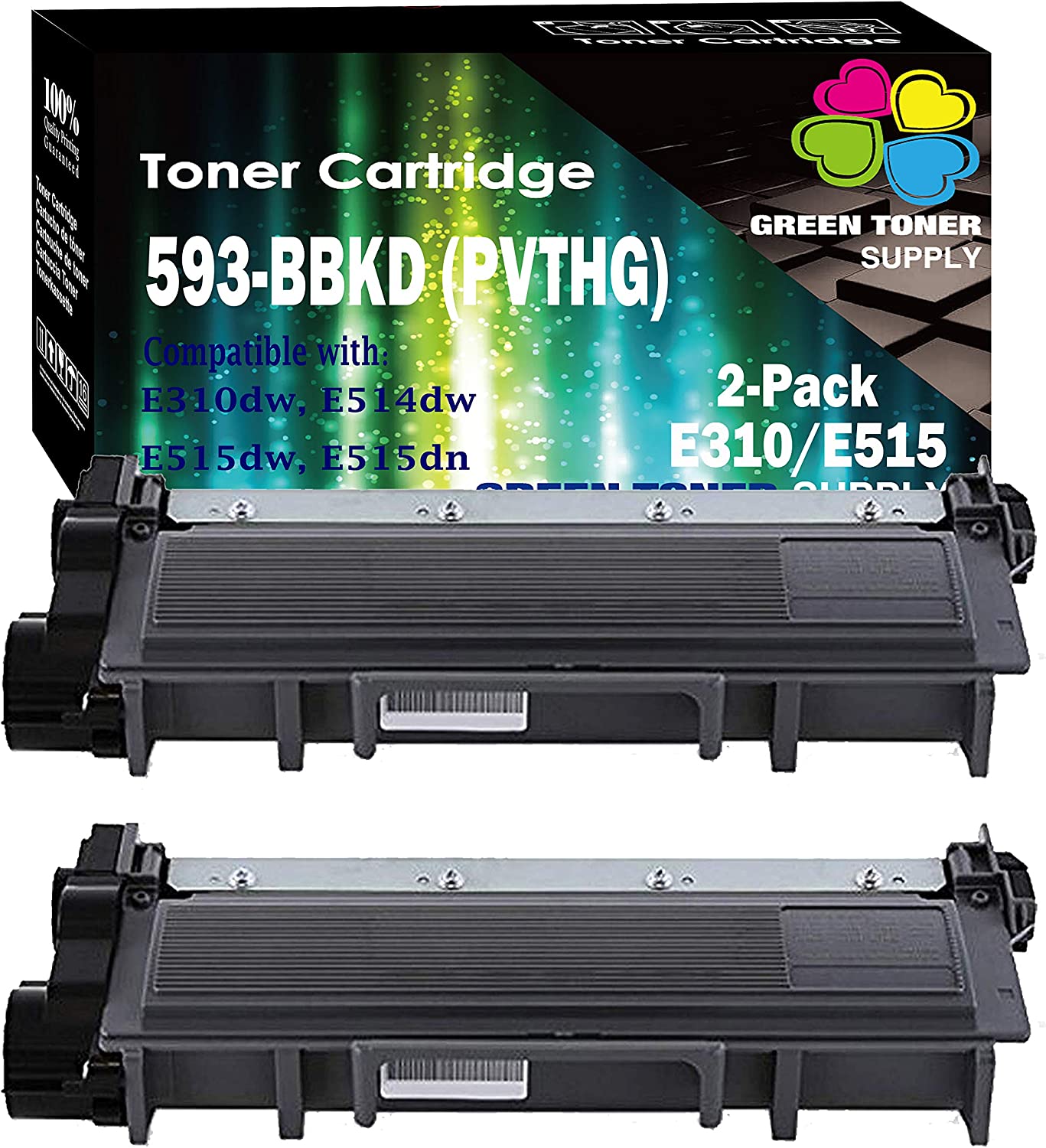         GTS Compatible PVTHG 593-BBKD Toner Cartridge Replacement [High Yield], for Dell E310dw E514dw E515dw E515dn LaserJet Printers (Set of 2, Black)       