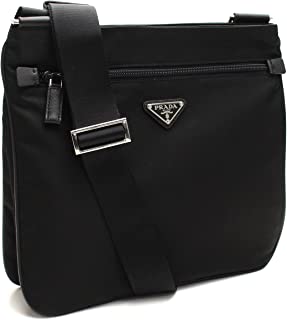 Midnight Black Tessuto Nylon & Saffian Leather Designer Crossbody Messenger Travel Bag for Women and for Men 2VH563