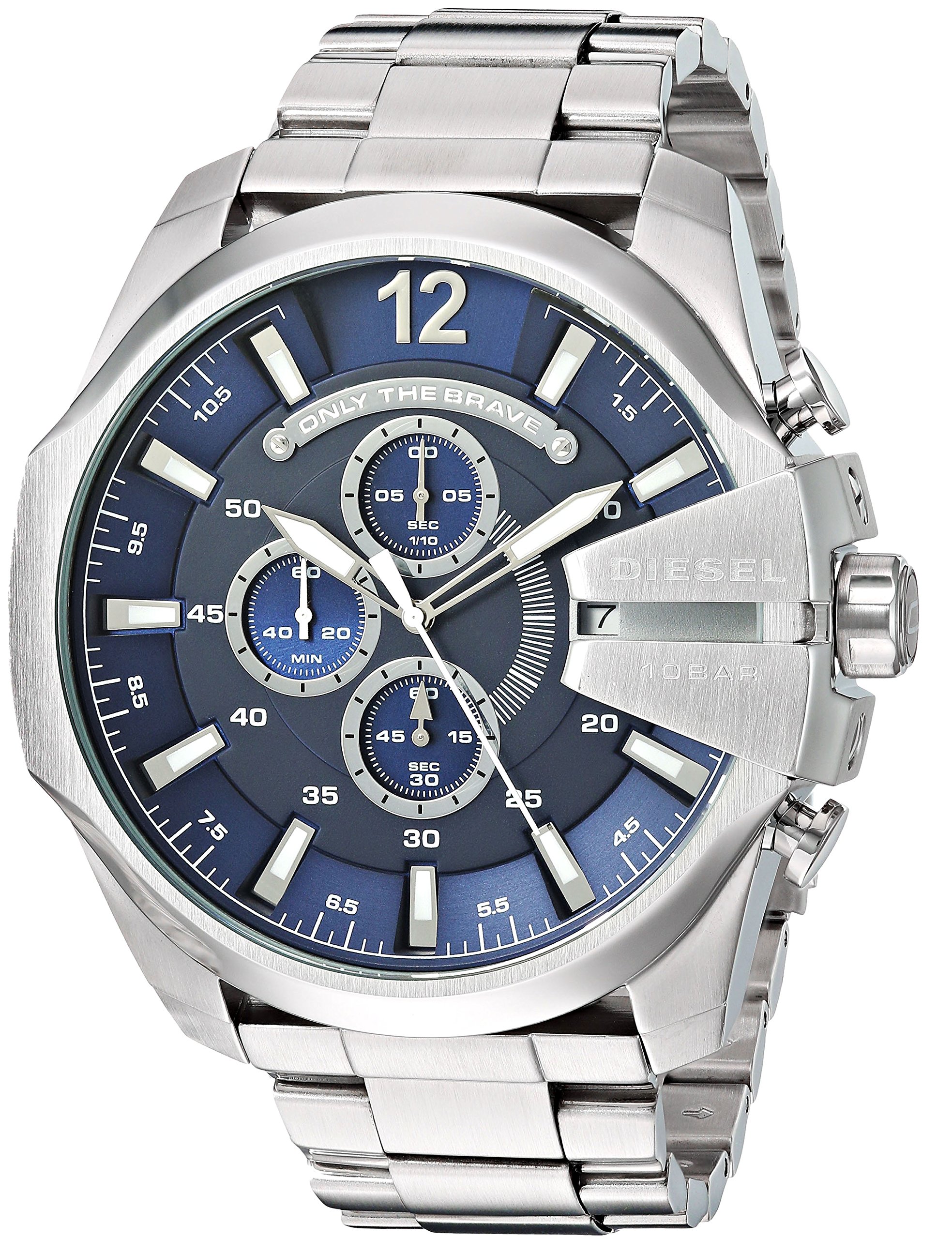 Men's 'Mega Chief' Quartz Stainless Steel Watch, Color:Silver-Toned (Model: DZ4417)