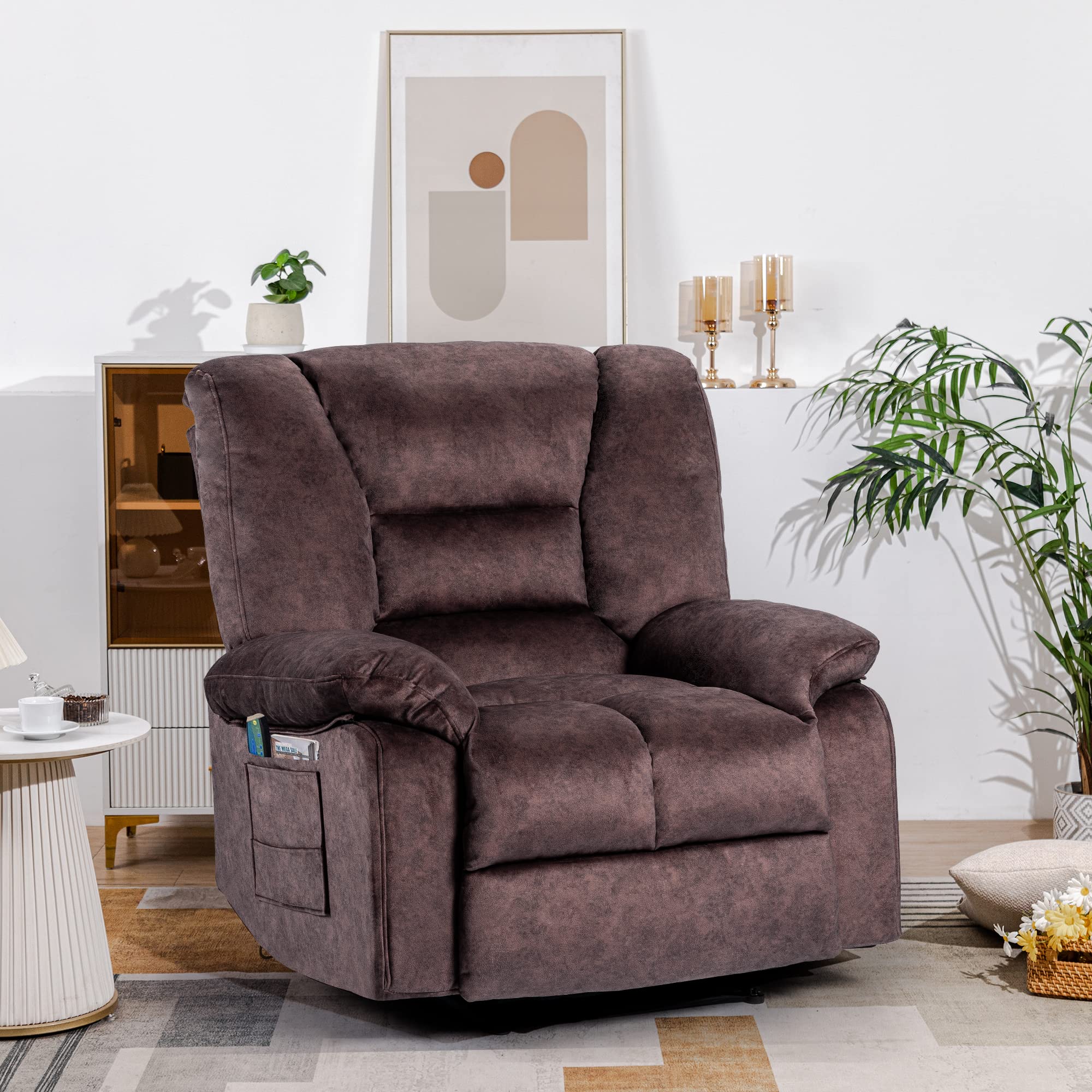 HOMYEDAMIC Recliner Chair Massage Heated Modern Ergonomic Lounge Single Sofa Seat Living Room Lounge Recliners on Clearance Memory Sponge Filling