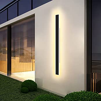          Daoseolo Outdoor Wall Sconces 31.4Inch LED Modern Wall Lamp, Outdoor Black Exterior Wall Lights Frosted Warm White Acrylic, Waterproof Minimalist Decor Porch Wall Lights Fixture for Patio Gar