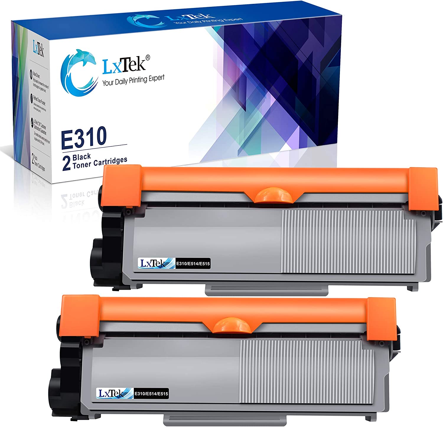         LxTek Compatible Toner Cartridge Replacement for Dell E310dw P7RMX PVTHG 593-BBKD E310 E514 E515 to use with Wireless Monochrome E310dw E515dw E514dw E515dn Printer(2 Black, High Yield 2600 Pa