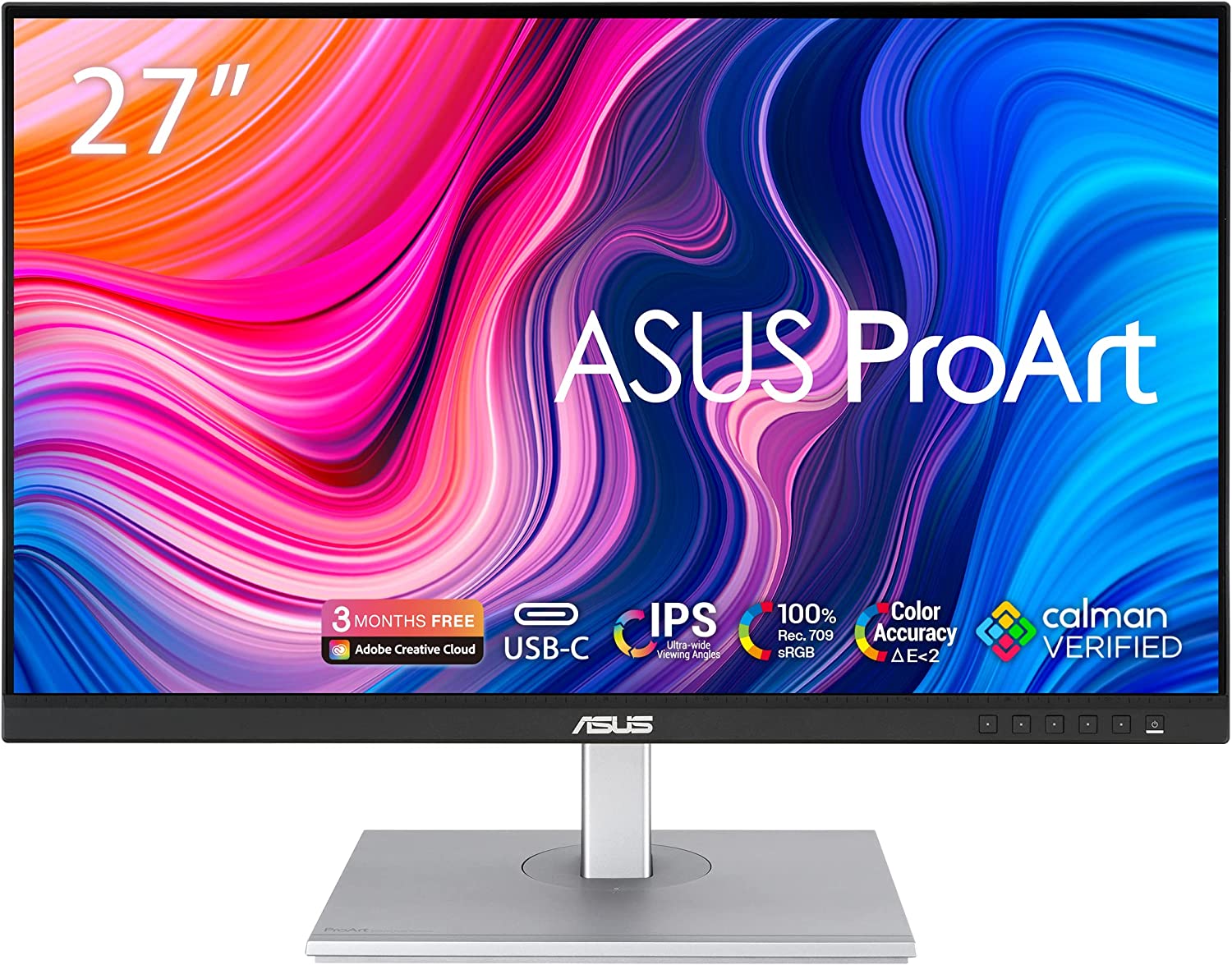         ASUS ProArt Display 27" Monitor PA278CV - WQHD (2560 x 1440), IPS, 100% sRGB, 100% Rec. 709, ΔE < 2, Calman Verified, USB Hub, USB-C, DisplayPort Daisy-chaining, HDMI, Eye Care, Height 