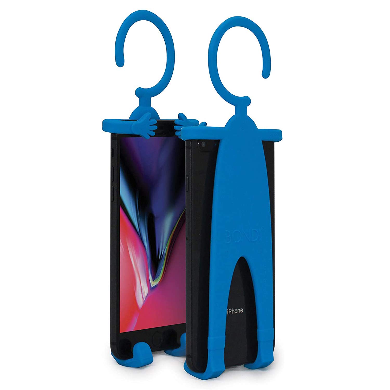 Bondi Plus Flex Phone Holder and Stand - Adjustable Flexible Silicone Case Hanging Mount for Car Bike and Desk up to 6.75" Large Cell Phones - iPhone Xs XR 11 SE - Samsung Galaxy S10 S20 – Turquoise