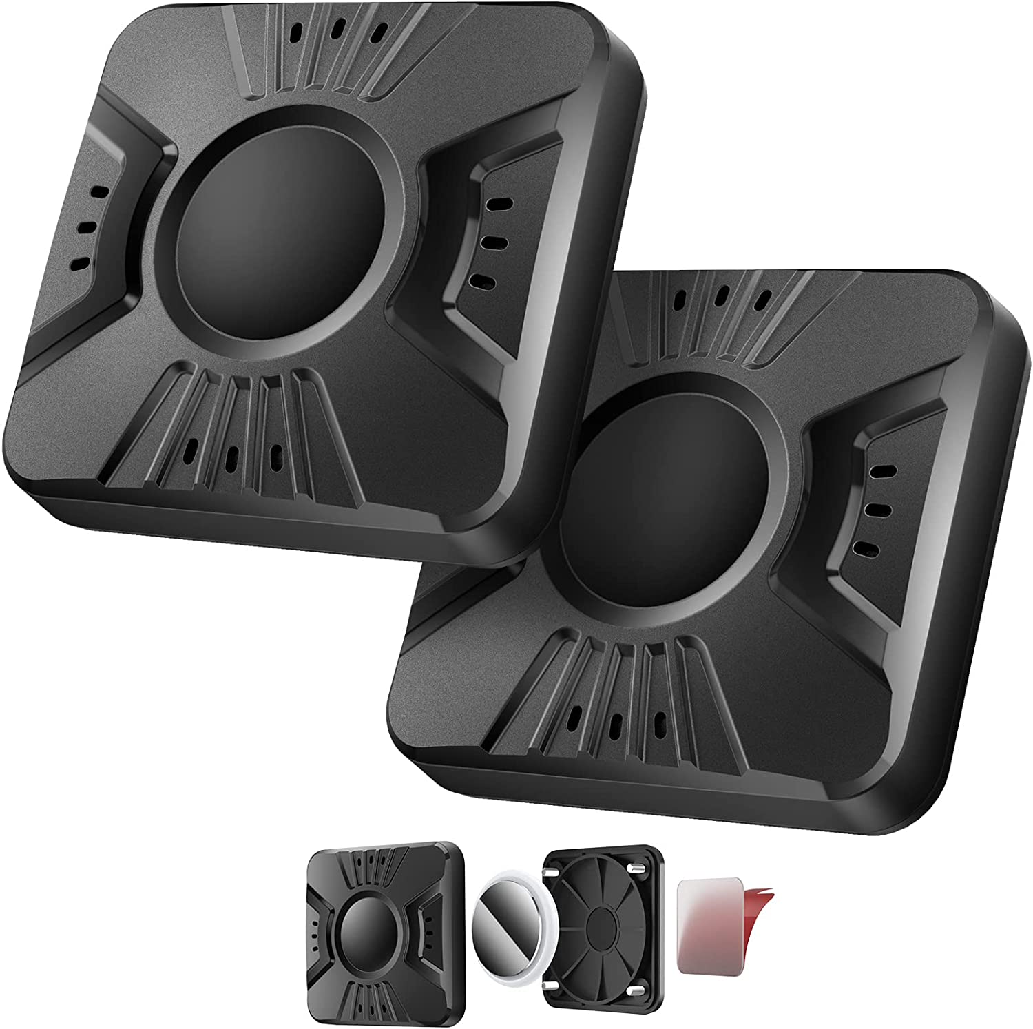         Dovick-Sticker Mount Holder Case Compatible with Apple Airtag Air Tags Adhesive Stick Cover for Luggage Bike Car Laptop TV Remote UAV (Black 2Pack)       