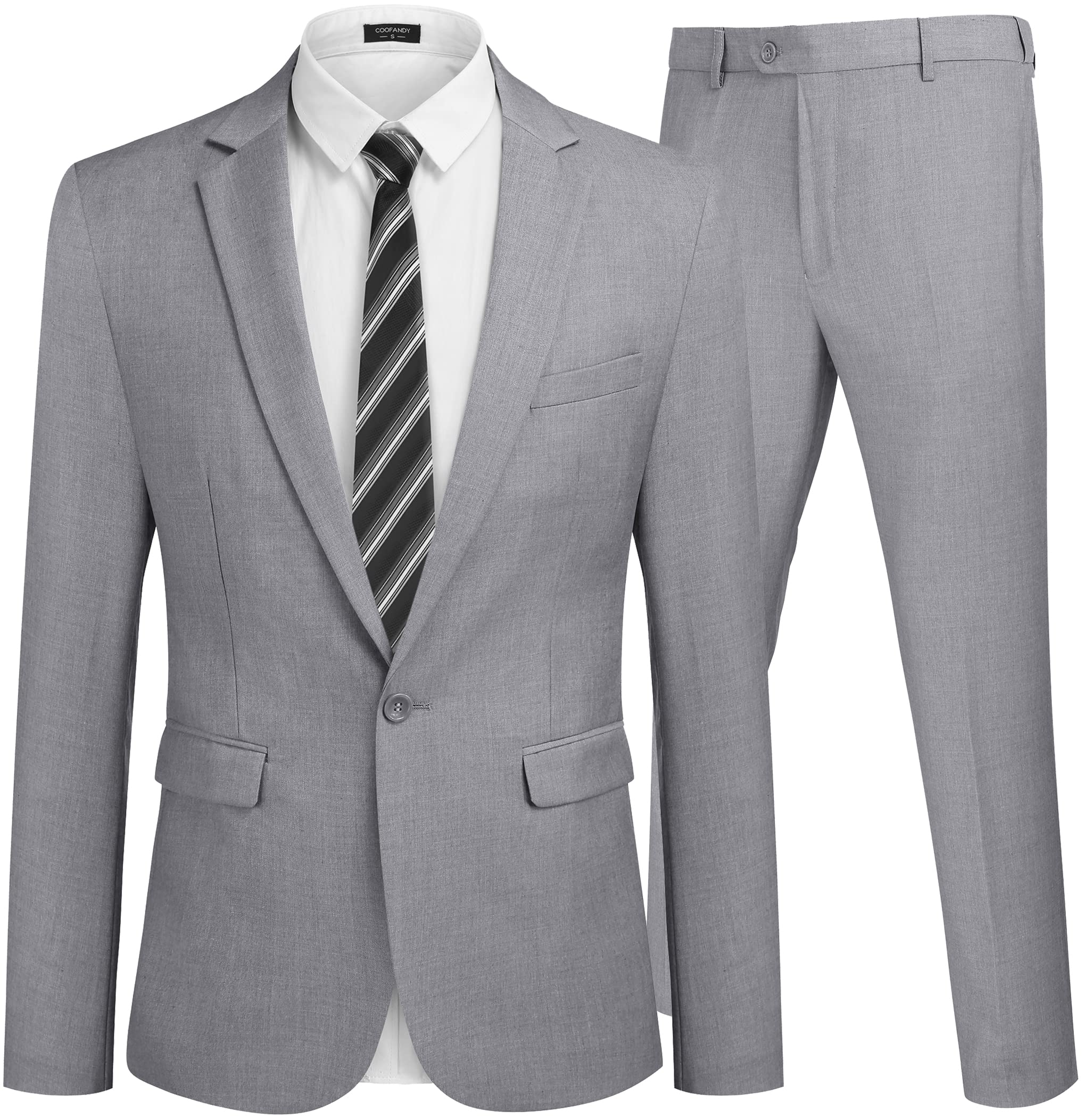 Men 2 Piece Tuxedo Suit Set Regular Fit One Button Prom Dress Blazer Jacket for Business
