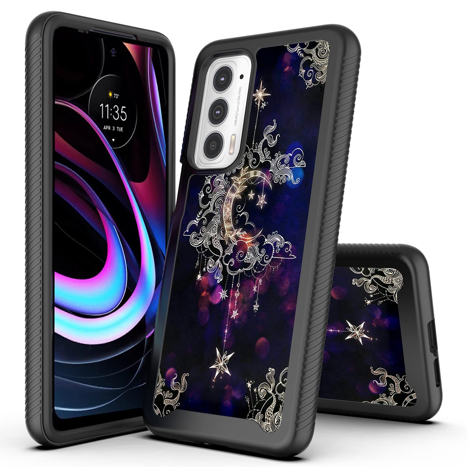 Motorola Edge 2021 Case, Rosebono Hybrid Graphic Design Pattern Hard Back Pannel Cover Case for Motorola Edge 2021 (Wiccan)