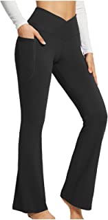 Casual Bootcut Yoga Pants for Women, Non See Through Stretch High Waisted Crossover Flare Workout Leggings