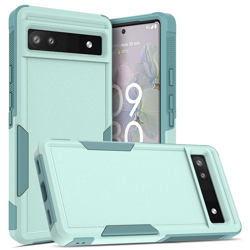 Bereajoy for Google Pixel 6a Case,PC+TPU Two-in-one Double-Layer Anti-Fall Mobile Phone case, Mobile Phone Protective case for Google Pixel 6a (Mint Green)
