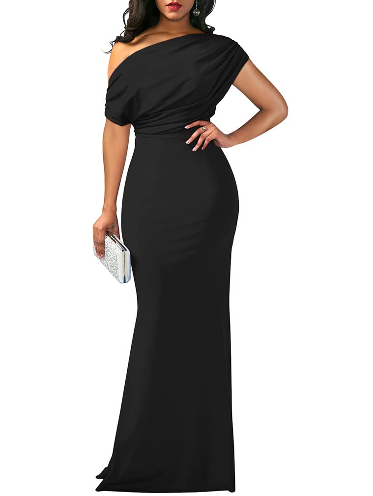 Women's Elegant Sleeveless Off Shoulder Bodycon Long Formal Party Evening Dress