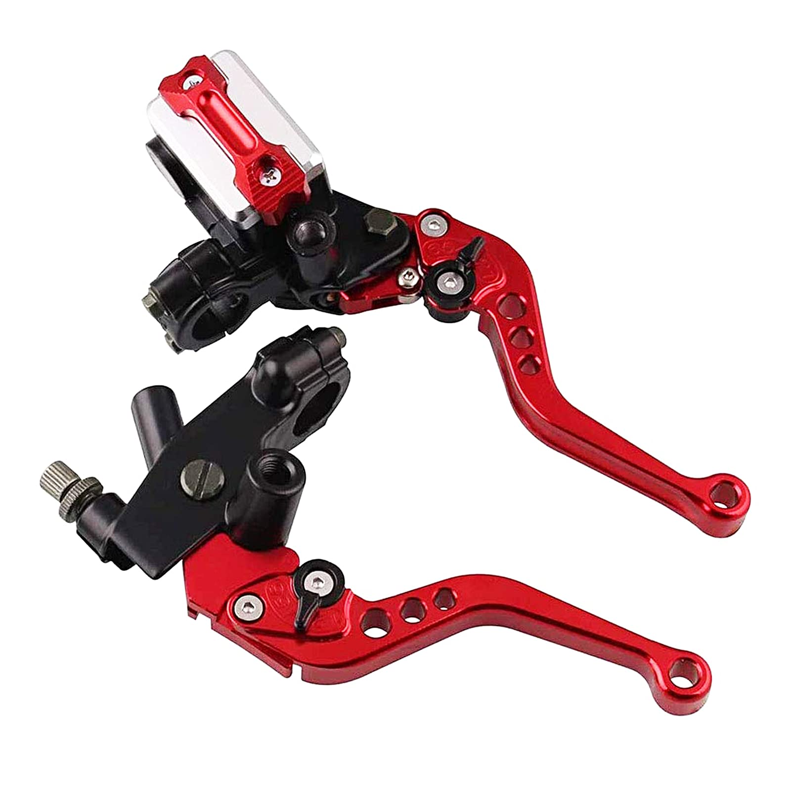 PACEWALKER Universal Motorcycle 7/8" 22mm Handlebar Brake Master Cylinder Clutch Lever Left & Right Set for Honda Kawasaki Suzuki Yamaha red