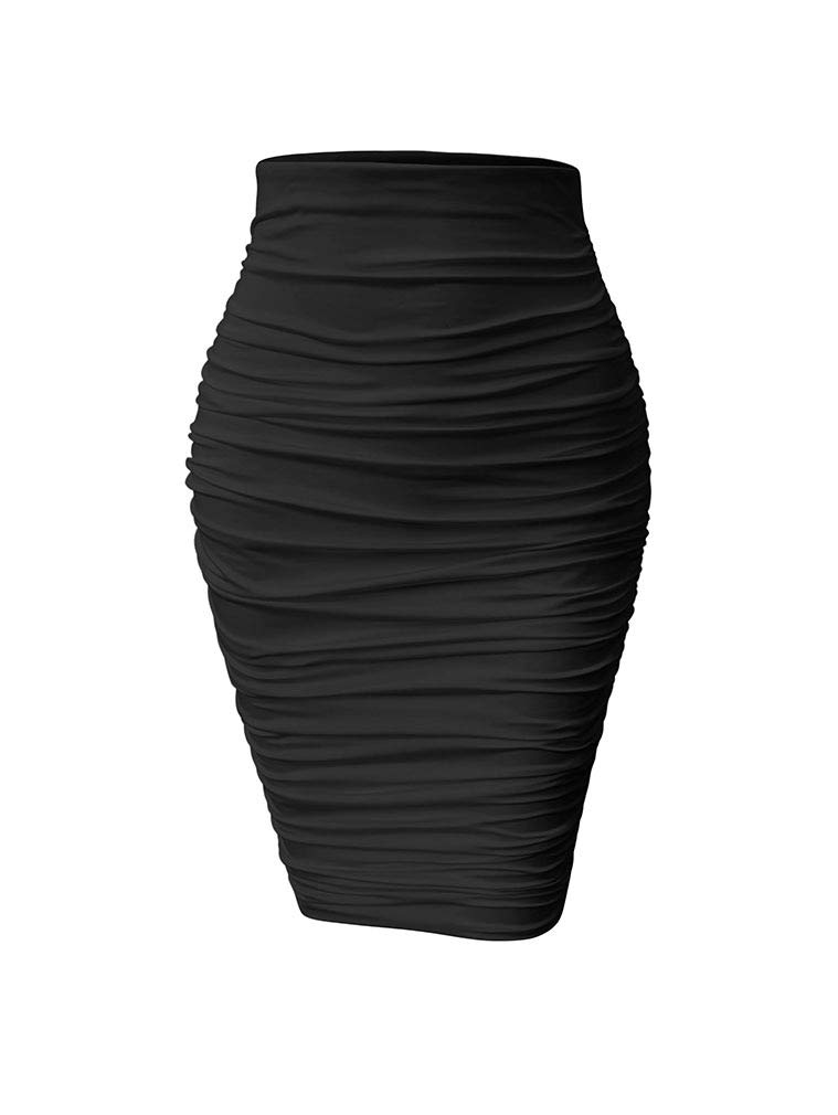 Women's Sexy Ruched Bodycon Elasticity Tight Casual Club Pencil Skirt